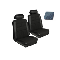 1969 Mustang Sportsroof Deluxe/Grande Upholstery Set w/ Bucket Seats (Full Set) Light Blue w/ Ruffino Grain Inserts