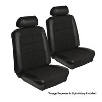 1969 Mustang Sportsroof Deluxe/Grande Upholstery Set w/ Bucket Seats (Full Set) Black w/ Kiwi Grain Inserts