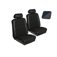 1969 Mustang Sportsroof Deluxe/Grande Upholstery Set w/ Bucket Seats (Full Set) Dark Blue w/ Ruffino Grain Inserts