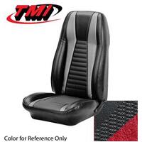 1971-73 Mustang Mach 1 Sportsroof Sport Seat Upholstery Set (Full Set) Black w/ Vermillion Stripes