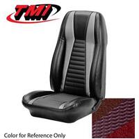 1971-73 Mustang Mach 1 Sportsroof Sport Seat Upholstery Set (Full Set) Dark Red w/ Dark Red Stripes