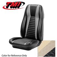 1971-73 Mustang Mach 1 Sportsroof Sport Seat Upholstery Set (Full Set) White w/ Black Stripes