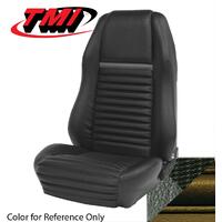 1969-70 Mustang Mach 1/Shelby Fastback Sport Seat Upholstery Set w/ Hi-Back Bucket Seats (Full Set) Dark Ivy Gold w/ Dark Ivy Gold Stripe