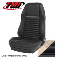 1969-70 Mustang Mach 1/Shelby Fastback Sport Seat Upholstery Set w/ Hi-Back Bucket Seats (Full Set) White w/ Black Stripe