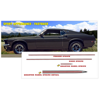 19695 Ford Mustang Fastback Sport Appearance Mid Body Side Stripe Kit - Black w/ Red Centre