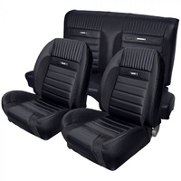 1964.5-66 Mustang Coupe Deluxe Pony Sport-R Series Upholstery Set w/ Bucket Seats (Full Set) Charcoal/Black/Black Stitching