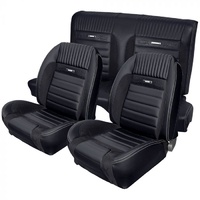 1964.5-66 Mustang Coupe Deluxe Pony Sport-R Series Upholstery Set w/ Bucket Seats (Full Set) Charcoal/Black/Grey Stitching