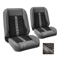 1964-69 Mustang Coupe Sport-VXR Kit Rear Seat Upholstery Set w/ Sport Foam (No Console) Black Stitching, Steel Grommets