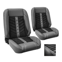 1964-69 Mustang Coupe Sport-VXR Kit Rear Seat Upholstery Set w/ Sport Foam (No Console) Grey Stitching, Black Grommets