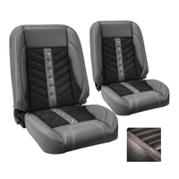 1964-69 Mustang Coupe Sport-VXR Kit Rear Seat Upholstery Set w/ Sport Foam (No Console) Red Stitching, Brass Grommets