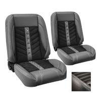 1964-69 Mustang Coupe Sport-VXR Kit Rear Seat Upholstery Set w/ Sport Foam (No Console) White Stitching, Brass Grommets