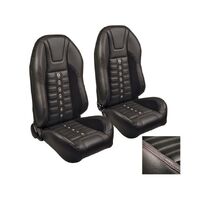 1971 Mustang Coupe Sport XR Upholstery Set w/ High Back Bucket Seats (Full Set) Red Stitching, Black Grommets