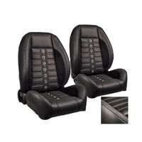 1964-67 Mustang Coupe Sport XR Upholstery Set w/ Low Back Bucket Seats (Full Set) Black Stitching, Black Grommets