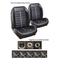 1964-67 Mustang Coupe Sport XR Upholstery Set w/ Low Back Bucket Seats (Full Set) Blue Stitching, Steel Grommets