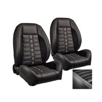 1964-67 Mustang Coupe Sport XR Upholstery Set w/ Low Back Bucket Seats (Full Set) White Stitching, Black Grommets