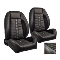 1968-69 Mustang/1968-77 Bronco Sport-XR Series Upholstery Set w/ Bucket Seats (Front Only) Blue Stitching/Black Grommets