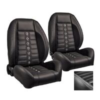 1968-69 Mustang/1968-77 Bronco Sport-XR Series Upholstery Set w/ Bucket Seats (Front Only) Grey Stitching/Black Grommets