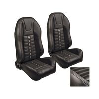 1969-70 Mustang Convertible Sport XR Upholstery Set w/ High Back Bucket Seats (Full Set) Black Stitching, Black Grommets