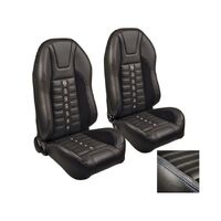 1969-70 Mustang Convertible Sport XR Upholstery Set w/ High Back Bucket Seats (Full Set) Blue Stitching, Black Grommets