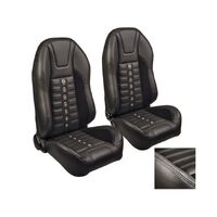 1972-73 Mustang Coupe Sport XR Upholstery Set w/ High Back Bucket Seats (Full Set) White Stitching, Black Grommets