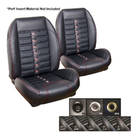 1964-67 Mustang Coupe Sport X Upholstery Set w/ Low Back Bucket Seats (Full Set) Black Stitching, Brass Grommets