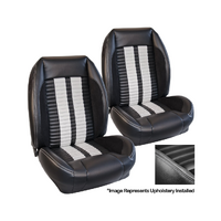 1964-67 Mustang Coupe Sport R500 Upholstery Set (Full Set) Premium Vinyl, Grey Stripes/Stitching