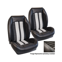 1964-67 Mustang Coupe Sport R500 Upholstery Set (Full Set) OE Vinyl, White Stripes/Stitching