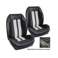 1964-67 Mustang Sport R500 Upholstery Set (Front Only) Premium Vinyl, Blue Stripes/Stitching