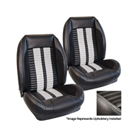 1964-67 Mustang Sport R500 Upholstery Set (Front Only) Premium Vinyl, White Stripes/Stitching