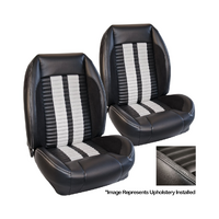 1964-67 Mustang Sport R500 Upholstery Set (Front Only) Premium Vinyl, Black Stripes/Stitching