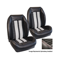 1964-67 Mustang Sport R500 Upholstery Set (Front Only) Premium Vinyl, Red Stripes/Stitching