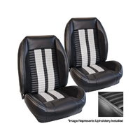 1964-67 Mustang Sport R500 Upholstery Set (Front Only) Premium Vinyl, Grey Stripes/Stitching