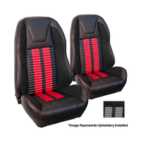 1971 Mustang Convertible Sport R500 Upholstery Set w/ High Back Bucket Seats (Full Set) Premium Vinyl, Grey Stipes/Stitching