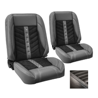 1964-67 Mustang Coupe Sport VXR Upholstery Set w/ Low Back Bucket Seats (Full Set) Black Stitching, Steel Grommets