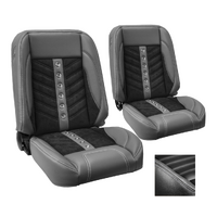 1964-67 Mustang Coupe Sport VXR Upholstery Set w/ Low Back Bucket Seats (Full Set) Grey Stitching, Black Grommets