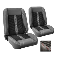 1964-67 Mustang Coupe Sport VXR Upholstery Set w/ Low Back Bucket Seats (Full Set) Red Stitching, Black Grommets