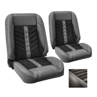 1964-67 Mustang Coupe Sport VXR Upholstery Set w/ Low Back Bucket Seats (Full Set) White Stitching, Black Grommets