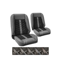 1969-70 Mustang Convertible Sport-VXR Upholstery Set w/ High Back Bucket Seats (Full Set) Premium Vinyl, White Stitching, Steel Grommets