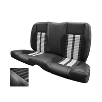 1972-73 Mustang Coupe Sport-R500 Upholstery Set (Rear Only) OE Vinyl, Grey Stipes/Stitching