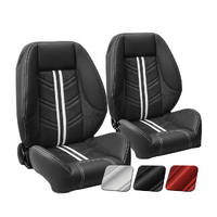 1964-67 Mustang Coupe Sport-R1000 Upholstery Set w/ Low Back Bucket Seats (Full Set) Premium Vinyl, Black Stitching, Black Stripe