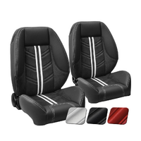 1964-67 Mustang Coupe Sport-R1000 Upholstery Set w/ Low Back Bucket Seats (Full Set) OE Vinyl, Black Stitching, Black Stripe