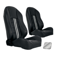 1970 Mustang Coupe Sport-R1000 Upholstery Set w/ High Back Bucket Seats (Full Set) Premium Vinyl, Black Stitching, White Stripe