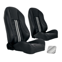 1969-70 Mustang Convertible Sport-R1000 Upholstery Set w/ High Back Bucket Seats (Full Set) Premium Vinyl, Red Stitching, White Stripe