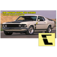 1969 Mustang Custom 302 C-Side Stripe Kit - Black Reflective