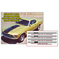 1970 Mustang Mach 1 Dearborn Hood Stencil Straight Stripes - w/ "351" Designation For Painting