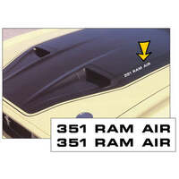 1971-73 Mustang Mach 1 - Boss "351 Ram Air" Hood Decal Set - Argent Silver Metallic