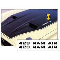 1971-73 Mustang Mach 1 - Boss '"429 Ram Air" Hood Decal Set - Argent Silver Metallic