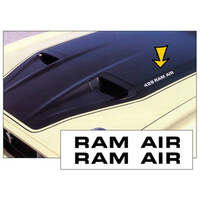 1971-73 Mustang Mach 1 - Boss "Ram Air" Hood Decal Set - Matt Black