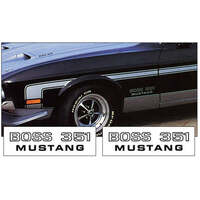 1971 Mustang Boss 351 Fender Decal Set - Argent Silver Metallic