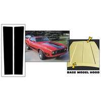 1971-73 Mustang Coupe/Fastback Dual Hood Stripe Kit - Argent Silver Metallic